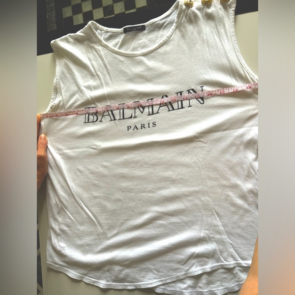 Balmain Paris - white tank top shirt with buttons- used - Picture 8 of 8